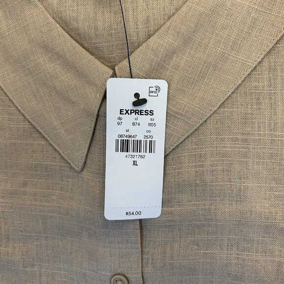 Express Women's Linen-Blend Sleeveless Button Up Shirt Beige Size XL NWT $54 - Picture 14 of 16